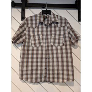 Tony Hawk Plaid Snap Button Down Short Sleeve Shirt Small